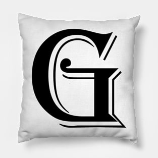 Black letter G in vintage style Pillow