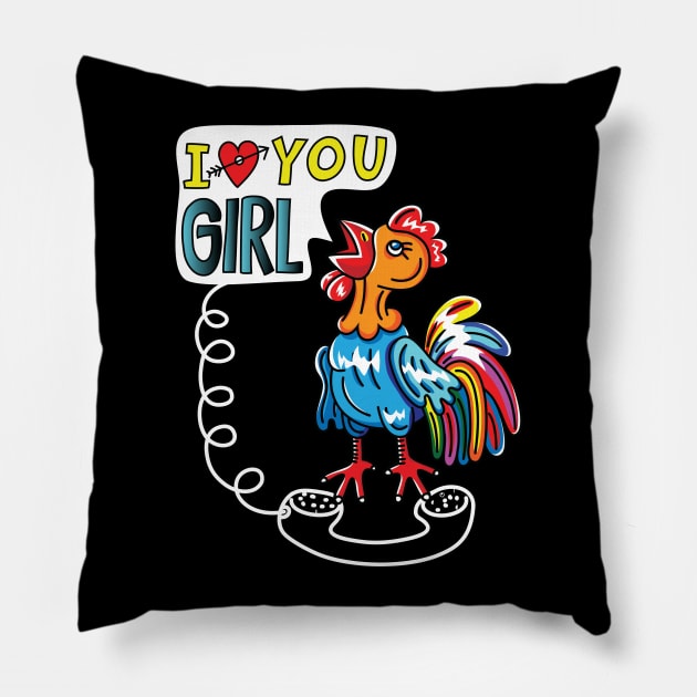 Rooster Call You Girl Pillow by martinussumbaji