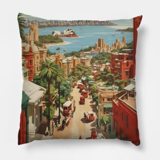 Sydney Australia Vintage Travel Poster Tourism Pillow