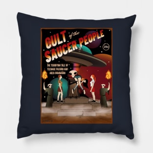 Cult of the Saucer People Science Fiction Pillow