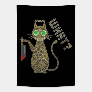 What Steampunk Killer Murder Cat with Knife and Hannibal Mask Tapestry