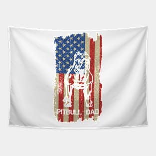 Best Pitbull Dad Ever American Flag 4th Of July Gift Tapestry