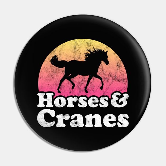 Horses and Cranes Gift for Horse Lovers Pin by JKFDesigns