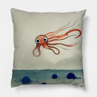 Squid Running Away Pillow