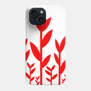 Red leafy tree plant shoots pattern design Phone Case