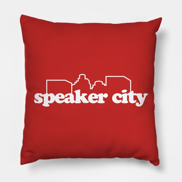 Speaker City Pillow by MindsparkCreative