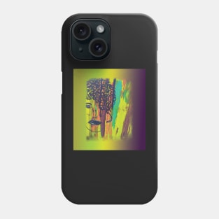 Abstract Acrylic Painting Curly Haired Girl Gradient Background Phone Case