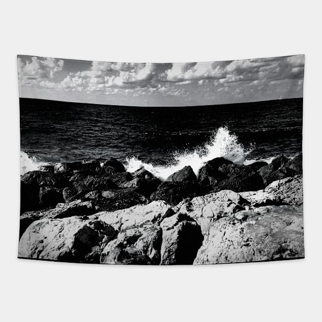 Ocean Surf on the Rocks Tapestry by Pamela Storch