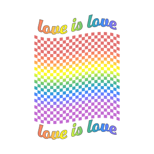 Love Is Love LGBT rainbow Regular pattern of squares waving flag T-Shirt