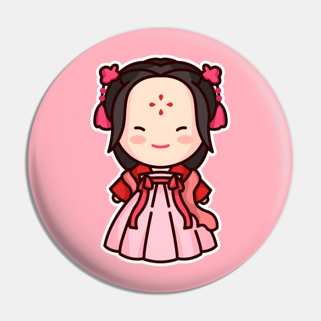 Cute Chinese Girl Cartoon Character Pin by SLAG_Creative