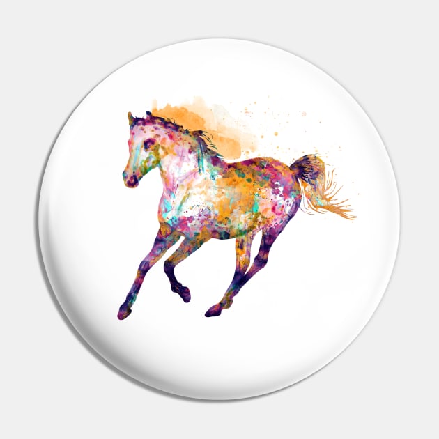 Watercolor Silhouette - Galloping Wild Horse Pin by Marian Voicu