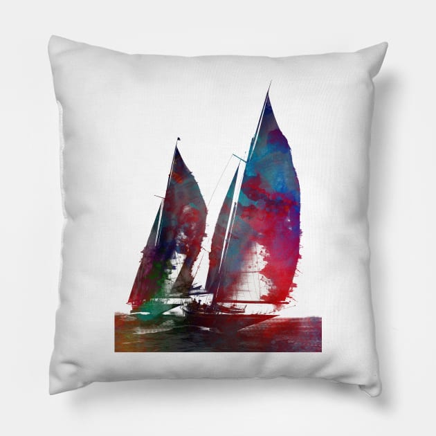 Sailing sport art #sailing Pillow by JBJart