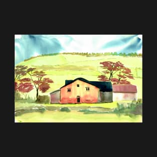 Watercolour of a Derbyshire Farmhouse T-Shirt