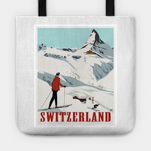 Original Switzerland Vintage Style Travel Poster Tote