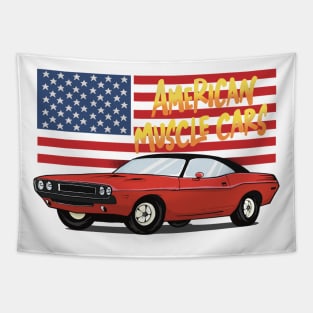 The Red American Muscle Cars Tapestry