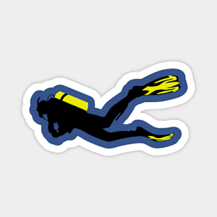 Sport stylized - diver with diver bottle and fins Magnet