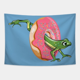 Frog with a donut Tapestry