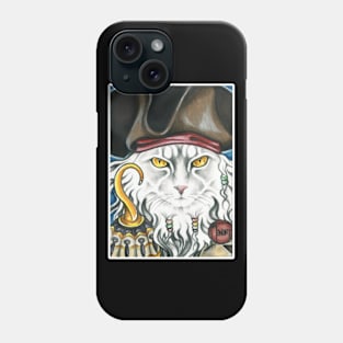 Pirate Cat with Hook - White Outlined Version Phone Case