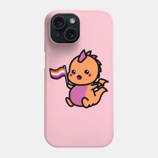 Cute Lesbian Dragon Holding Flag Phone Case