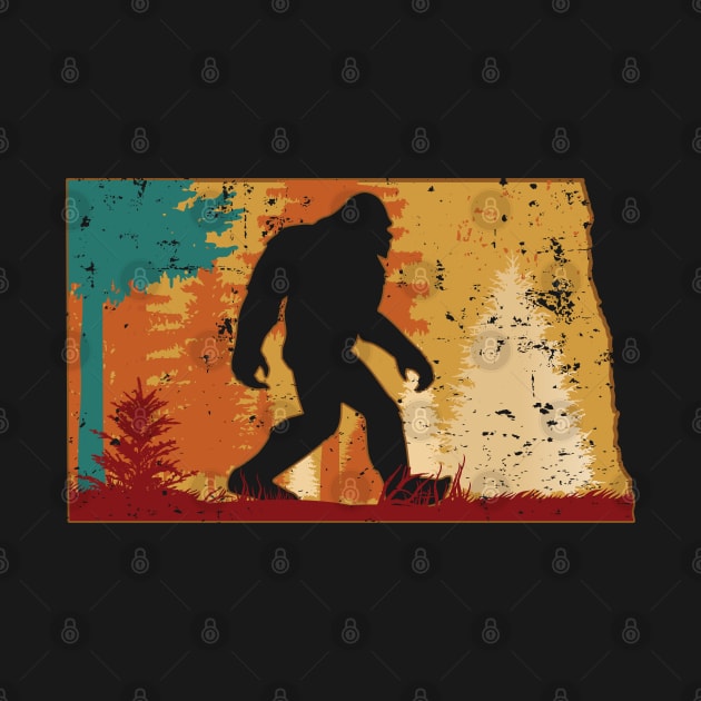 Bigfoot Retro Vintage Sasquatch North Dakota by ryanjaycruz