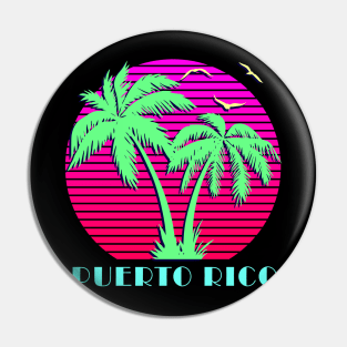 Puerto Rico Palm Trees Sunset Pin