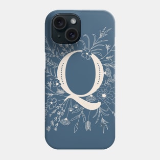 Botanical Letter Q (Lake Blue) Phone Case