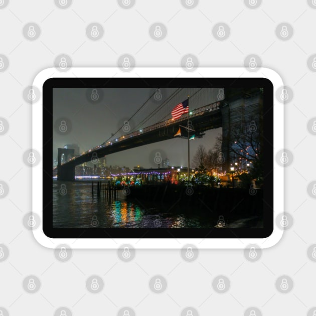 Brooklyn Bridge & American Flag Magnet by ShootFirstNYC