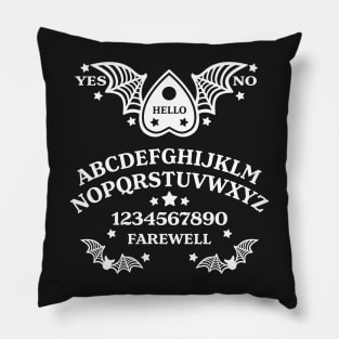 Batwing Planchette Spirit Board - White on Black Pillow