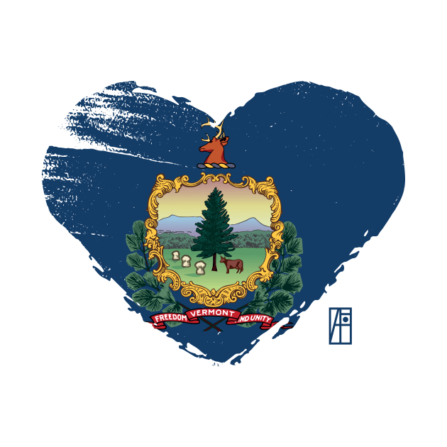 U.S. State - I Love Vermont - Vermont Flag by ArtProjectShop