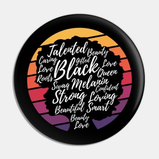 Black History Month Afro Word Art Strong Black Women Pin