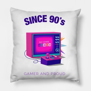 Since 90s Gamer and Proud - Gamer gift - Retro Videogame Pillow