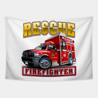 Cartoon Fire Truck Tapestry