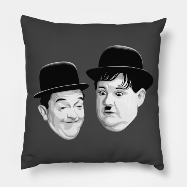 Laurel & Hardy (Floating Heads) Pillow by PlaidDesign