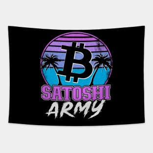 Satoshi Army Retrowave Cryptocurrency BTC Bitcoin Tapestry