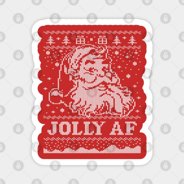 Santa JOLLY AF Ugly Christmas Sweater Funny Santa T-Shirt Magnet by vo_maria