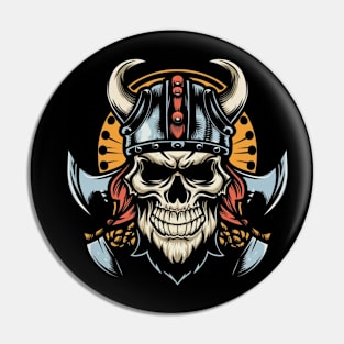 Vintage Vikings Skull Art Pin