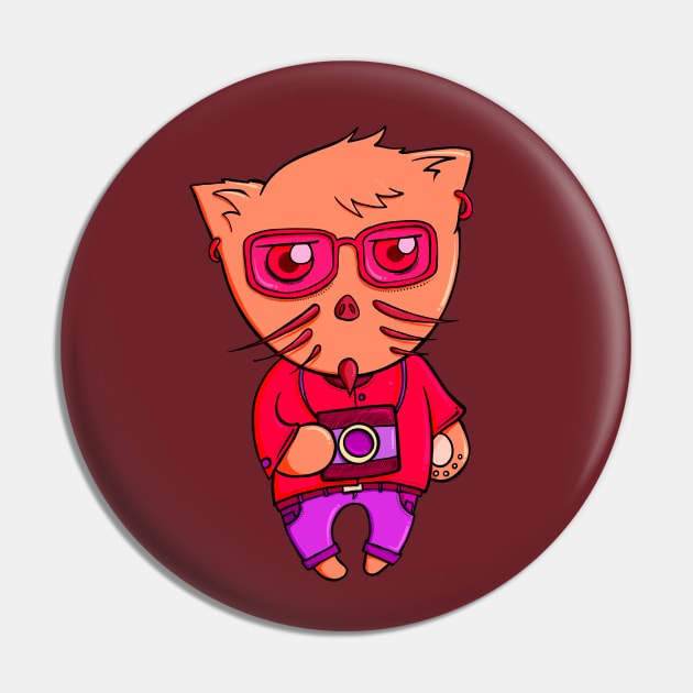 Hipster Cat Pin by TKDoodle