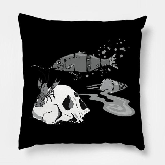 Rad Swimbait Black and White Pillow by adamprovance