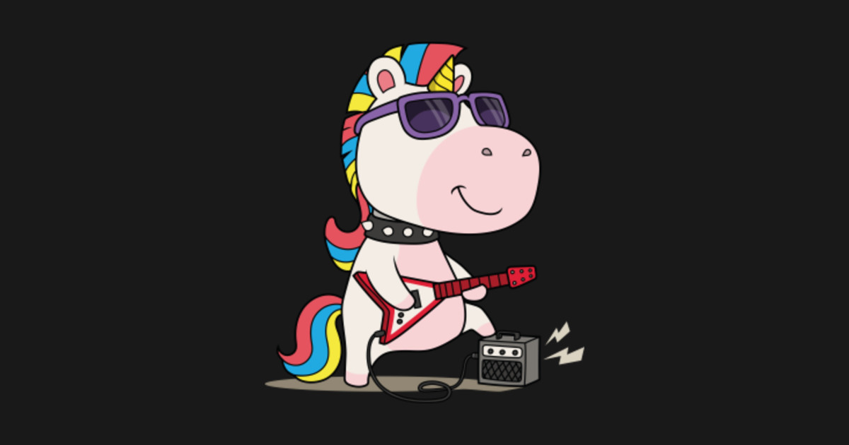 Rocker Unicorn with Guitar Rocker Unicorn TShirt TeePublic