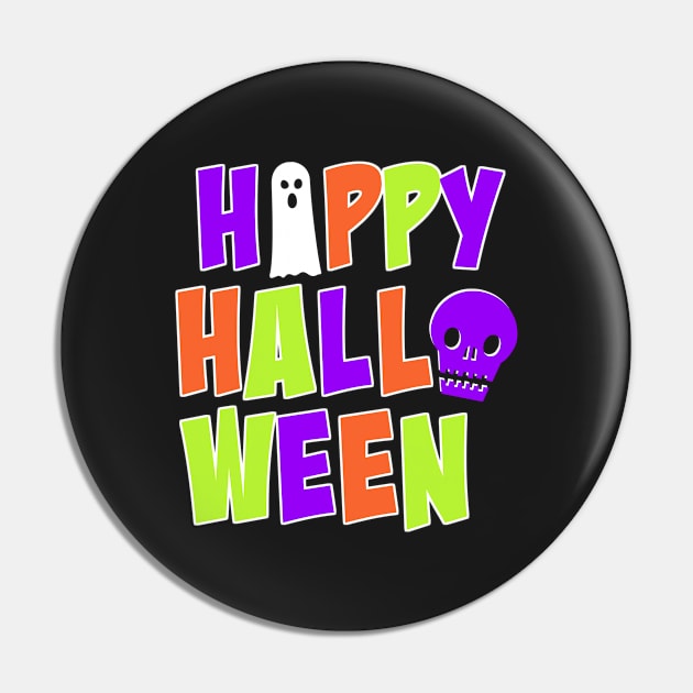 Happy Halloween Ghost and Skull Pin by MedleyDesigns67