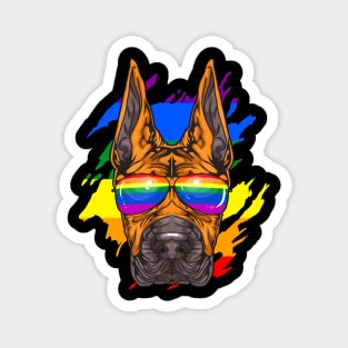 Funny Great Dane Dog Rainbow Pride Magnet