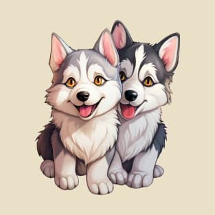 Puppy Pals: Siberian Husky Duo T-Shirt