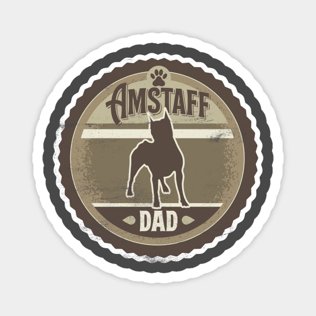 Amstaff Dad - Distressed American Staffordshire Terrier Silhouette Design Magnet by DoggyStyles