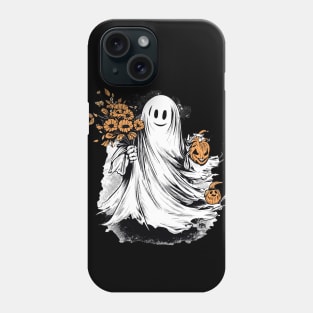 Haunted Autumn flowers and pumpkins Phone Case