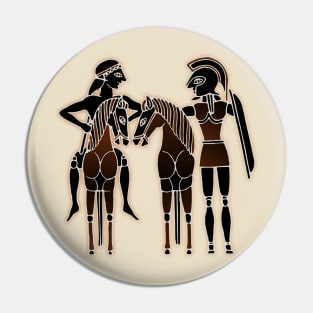 Greek warrior, Youth and their horses Pin