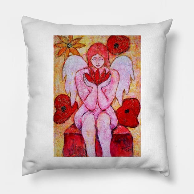 Zahra, Angel image part of an Angel oracle card deck - Renate van Nijen Pillow by Renart