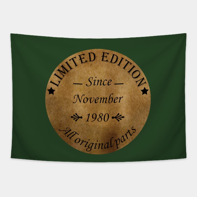 born in november 1980 vintage birthday Tapestry by omitay