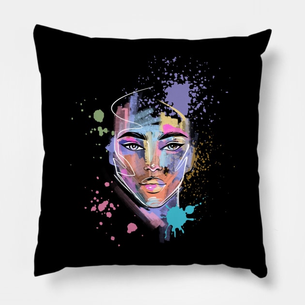 Art Girl - Paint Spatter Pastel Colorful Artist Pillow by TopKnotDesign
