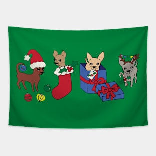 Green Christmas Chihuahuas - Smooth coat chihuahuas - Christmas Chihuahua Tee Tapestry