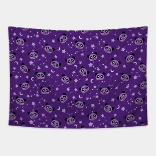 Pastel goth dark spooky panda and stars Tapestry